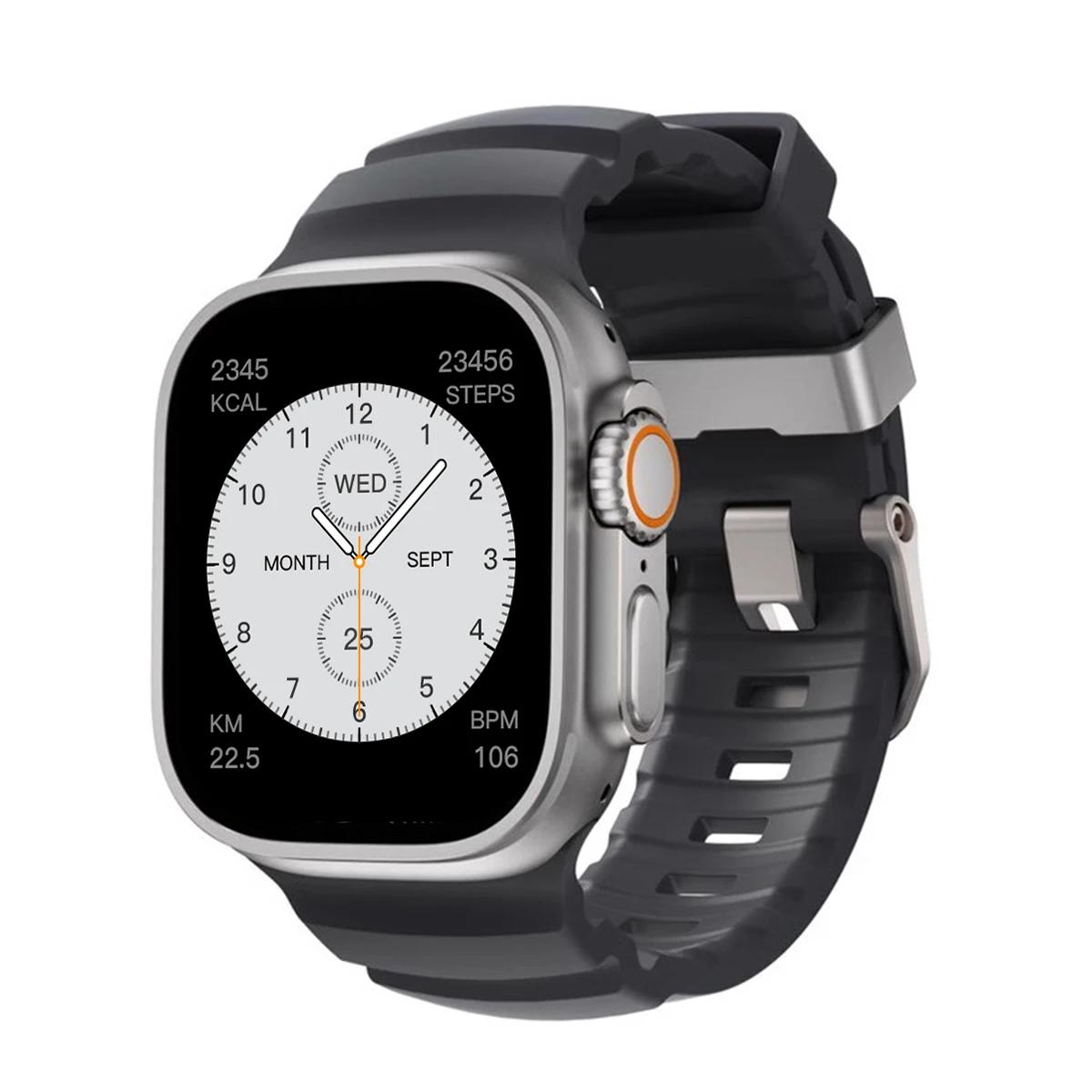

НОВИЙ спортивний силіконовий ремінець для Apple Watch Ultra 3 11 10 9 8 7 6 SE3 Титановий металевий браслет-ремінець для iWatch 42мм 44 45 46мм 49мм Ultra 1 2 3 49mm