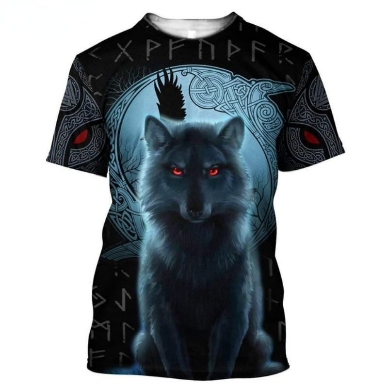 Super velké pánské tričko Viking Tattoo Dragon 3D potištěný polyester s krátkým rukávem Ležérní Hip Hop Top Léto