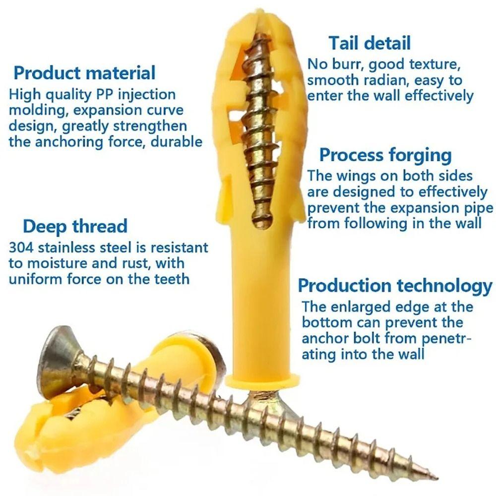 50Sets Self Drilling Expansion Tube Nails M6 M8 M10 Self-Tapping Flat Head Screws Expansion Bolt Pipe Heavy Duty With Screws