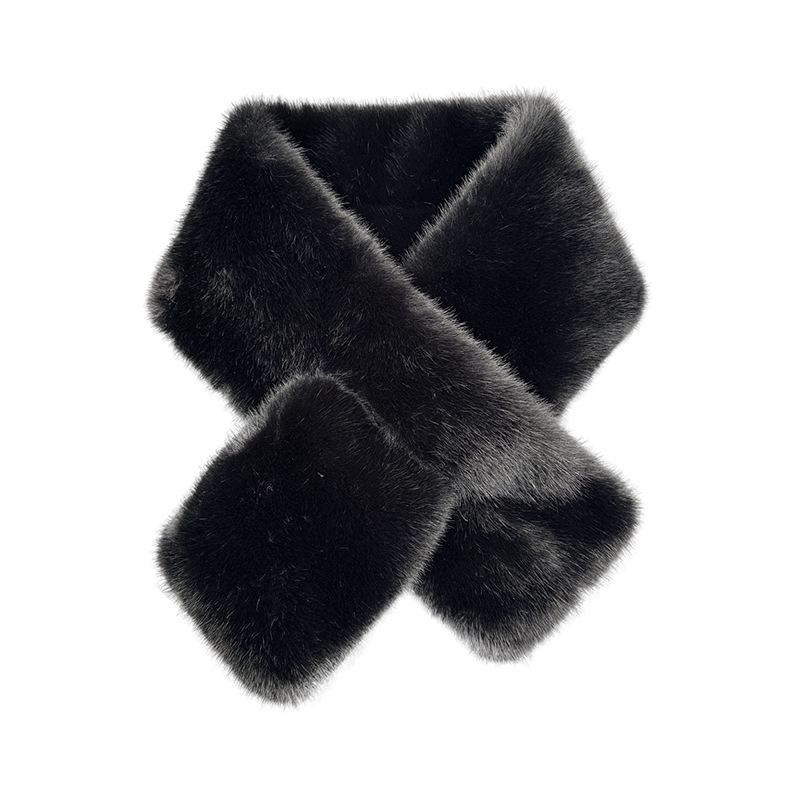 Imitation Mink Fur Scarf Men's and Women's Winter Thickened Warm Scarf Soft Plush Solid Color Simple Scarf