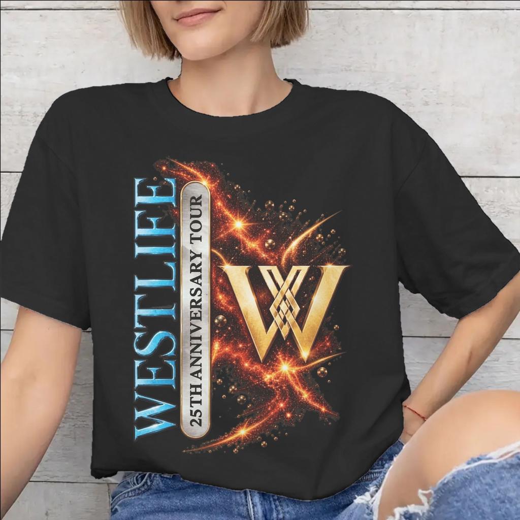 Westlife 25th Anniversary Tour 2026 Tee Shirt for Women Graphic Print T Shirts 100% Cotton Clothing