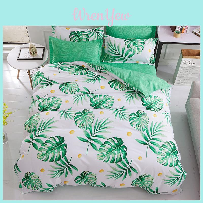Ultra-soft Tropical Leaf Quilt Cover Doona Cover Duvet Cover Bedding Set Single Double King