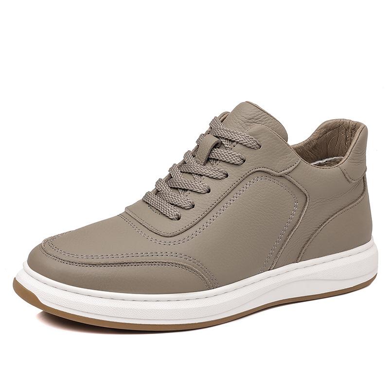 

Leather Boots Men Anti-Skid Thick Snow Boots Male N-Slip Warm Shoes Winter Outdoor Cold-Proof Footwear Upscale Ankle Shoes 36 серый