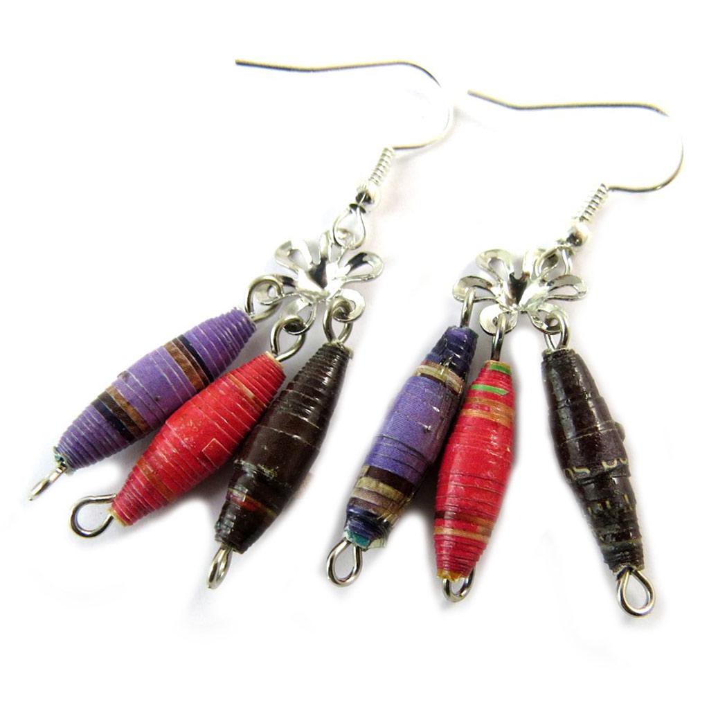 Les Trésors De Lily [N9504] - Boucles d'oreilles artisanales 'New Life' rose violet (fait main)