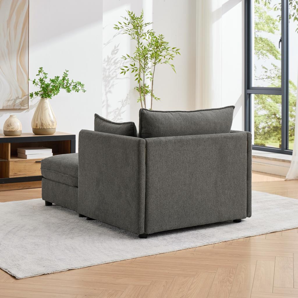 Modern, Minimalist One-Person Sofa & Lounge Chair for Small Spaces – Includes Storage Ottoman (Fabric Lounge Sofa for the Living Room)