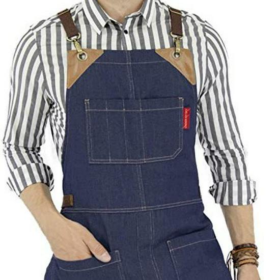 Unisex Latzschürze mit gekreuzten Trägern für Holzbearbeitung, Elektriker, Cafés und Floristen mit individuellem Logo