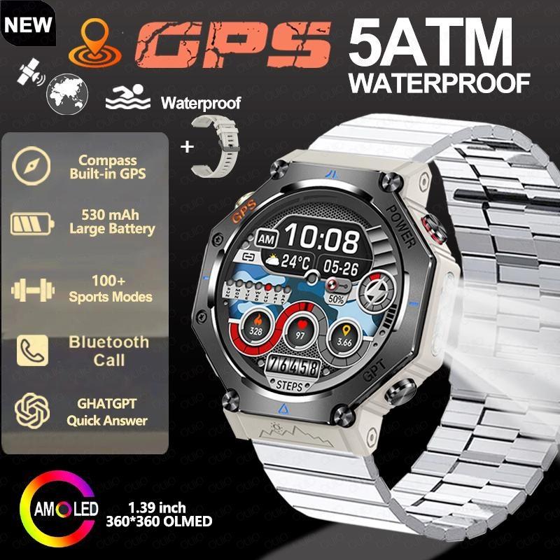 2026 Outdoor Sport Smart Watch GPS Built-in Dual-band GNSS Compass Waterproof Military AI Assistant Sport Smartwatch Men Woman