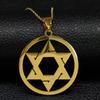Davidstern Schild Edelstahl Anhänger Halskette Goldfarbene Kette Hexagramm Männer Frauen Je Israel Judaica Schmuck N1111S02