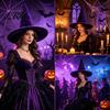 Dark Fantasy Costume Props Velvet Witch Hat for Halloween Costume, Pointed Wizard Cap with Wide Cosplay Party Headwear Brim, Festival Headwear, Adult