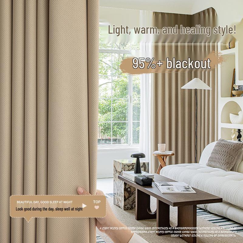 2025 Dual-Sided Blackout Curtains - Rice Grain & Pea Cotton for Living Room, Bedroom, Balcony