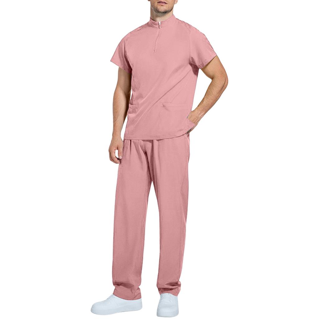Men's Comfortable And Casual Solid Color Short Sleeved Pants Protective Suit Set