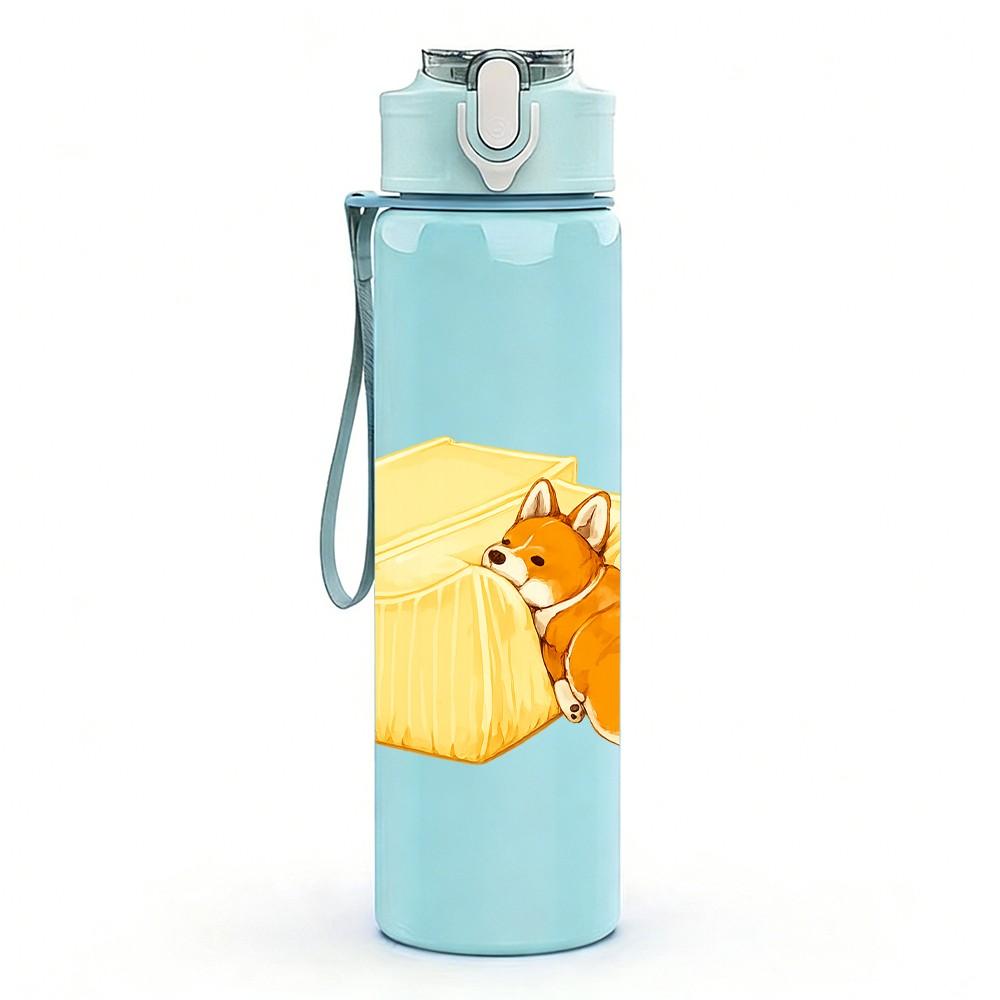 1PC Cheese Mouse Cute Cartoon Print 750ml Color Plastic Sports Water Bottle Leakproof Flip Straw Lid Suitable for Sports Office Home Use