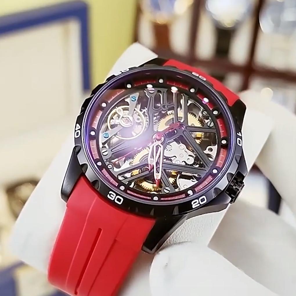 AILANG Nuevo Reloj Hueco Reloj Mecánico Automático Completo Impermeable Reloj de Hombre Correa de Silicona