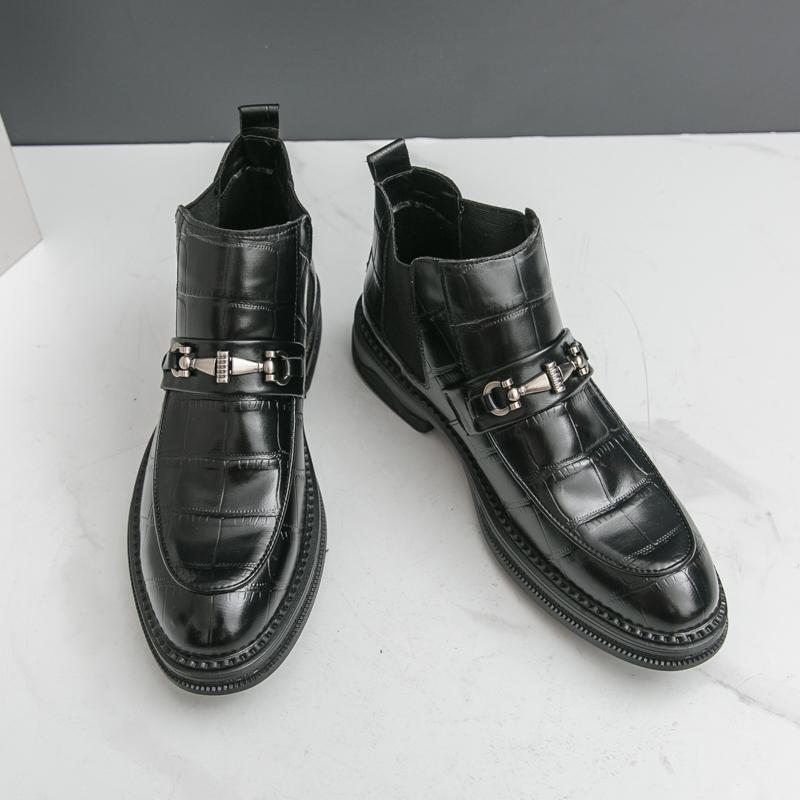

Модные корейские кожаные мужские ботинки брендовые деловые офисные повседневные ботинки для улицы комфортные универсальные качественные кожаные ботинки челси 46 чёрный