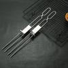 Heat Resistance Stainless Steel Double-Ended BBQ Fork Semi-automatic Design Reusable Barbecue Supply