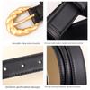 Genuine Leather Vintage Womens Belt With Twist Pattern Pin Buckle For Casual And Office Wear