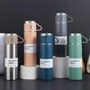 304 Stainless Steel Portable Thermos Cup Set with 3 Lids – Customizable Souvenir Gift for Employees