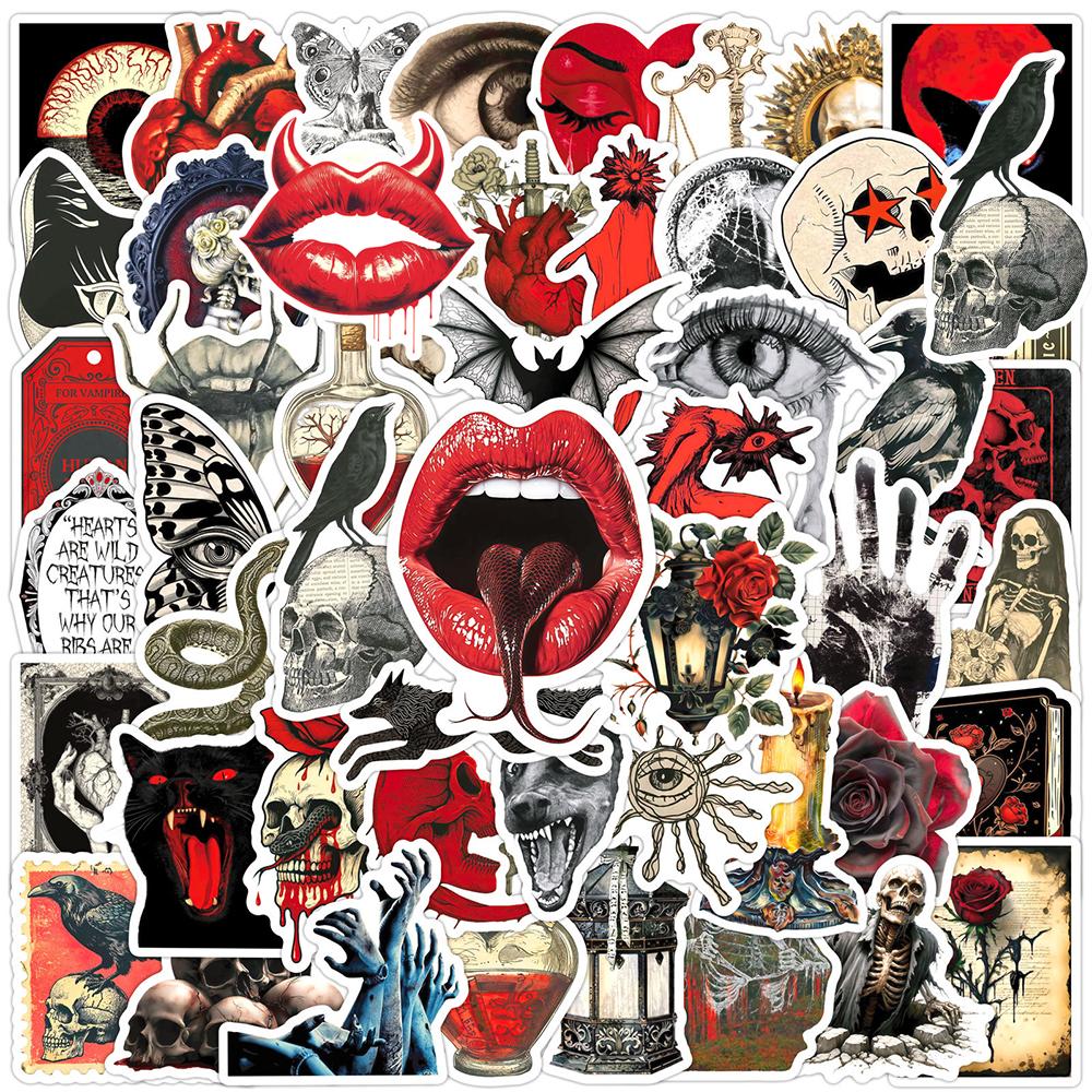 10/30/50pcs Vintage Horror Skull Stickers Gothic Style Decals Toy DIY Skateboard Guitar Scrapbook Bike Cool Cartoon Sticker Pack