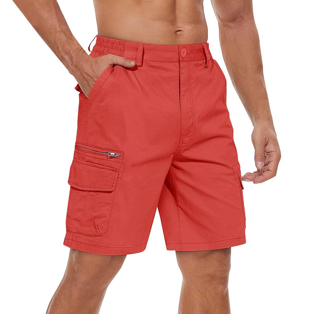 Men's Casual Color Outdoors Pocket Beach Work Trouser Cargo Shorts Pant
