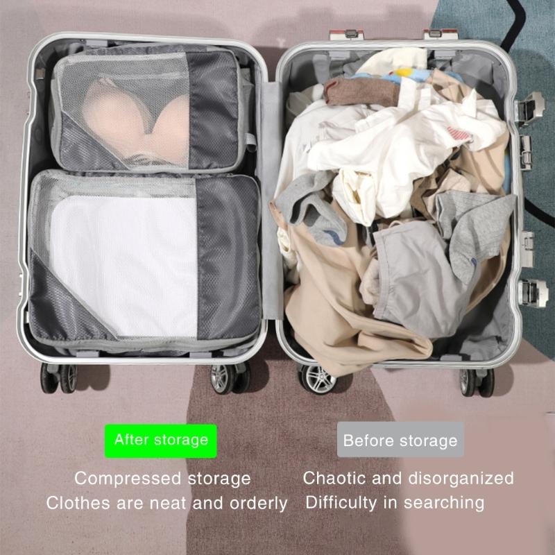 4 Set Travel Packing Cubes Compression Packing Cubes for Suitcase Luggage Cubes Suitcase Organizer Bags Travel Essential