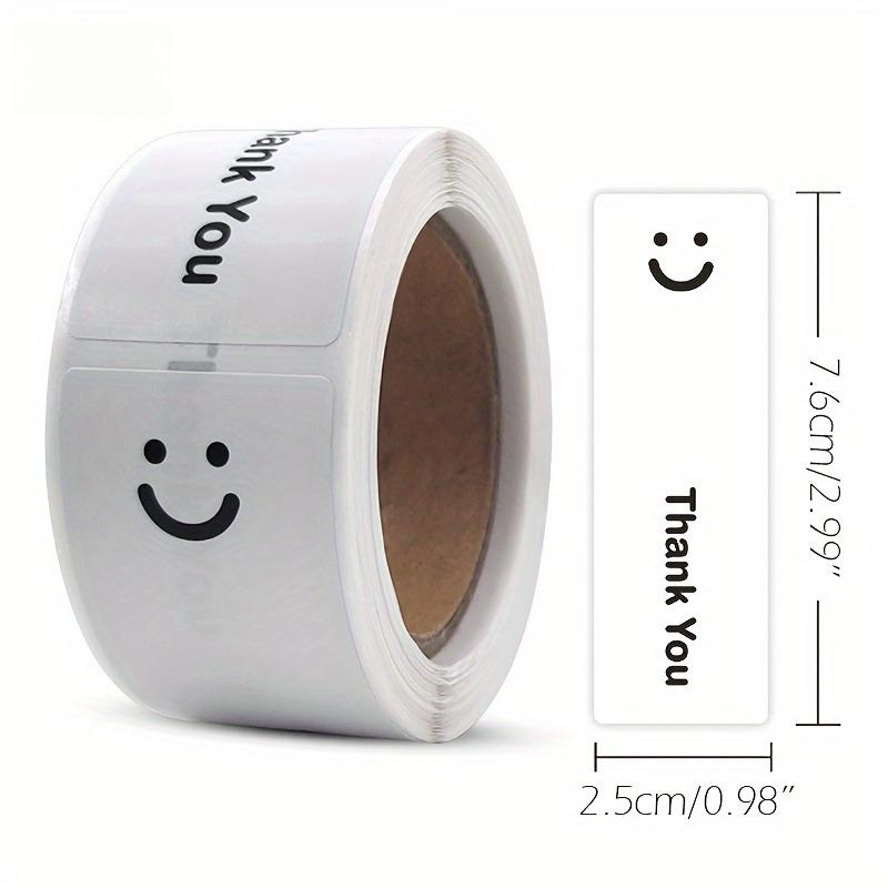 

120 Sheets/1 Roll 2.99 x0.98 Color Copper Plate Labels, Joyful Face Thank You Stickers, Creative Sealing Gift & Decorative Adhesive Labels белый