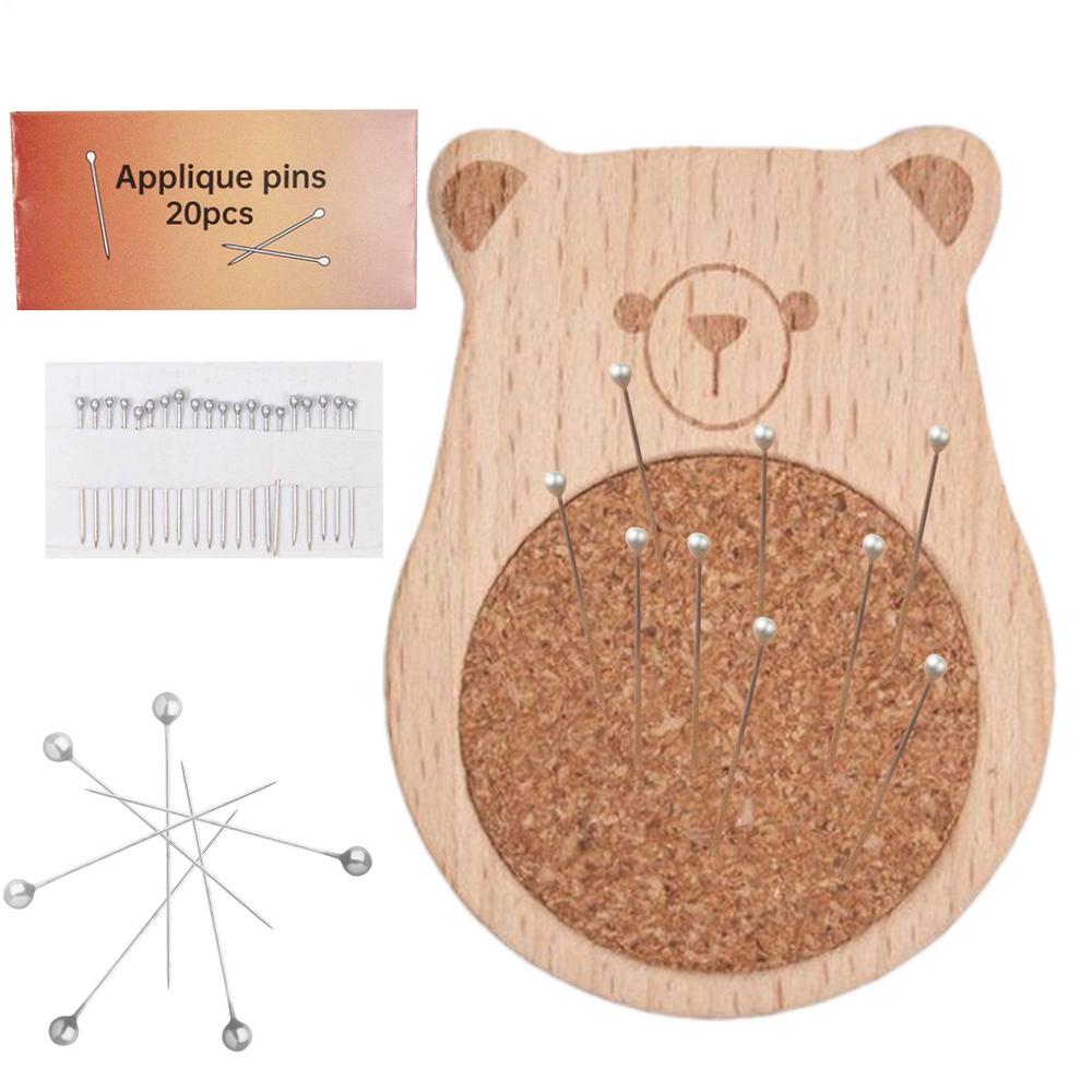 Pin Cushion Wooden Cute Sewing Pin Holder Knitting Accessories for Home Bed Work Mending Embroidery Stitching Thread Clothing