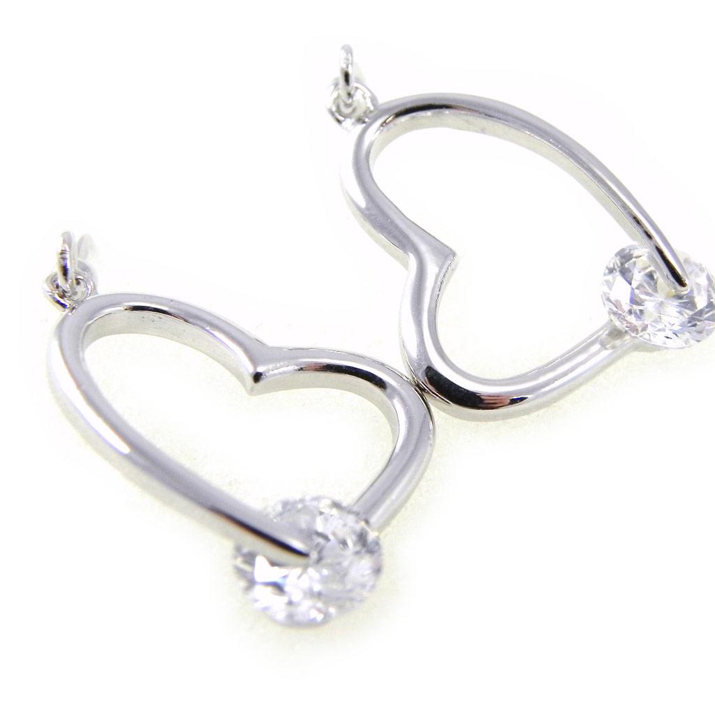 Les Trésors De Lily [H0495] - Boucles Argent 'Love' blanc argenté (rhodié) - 10x18 mm