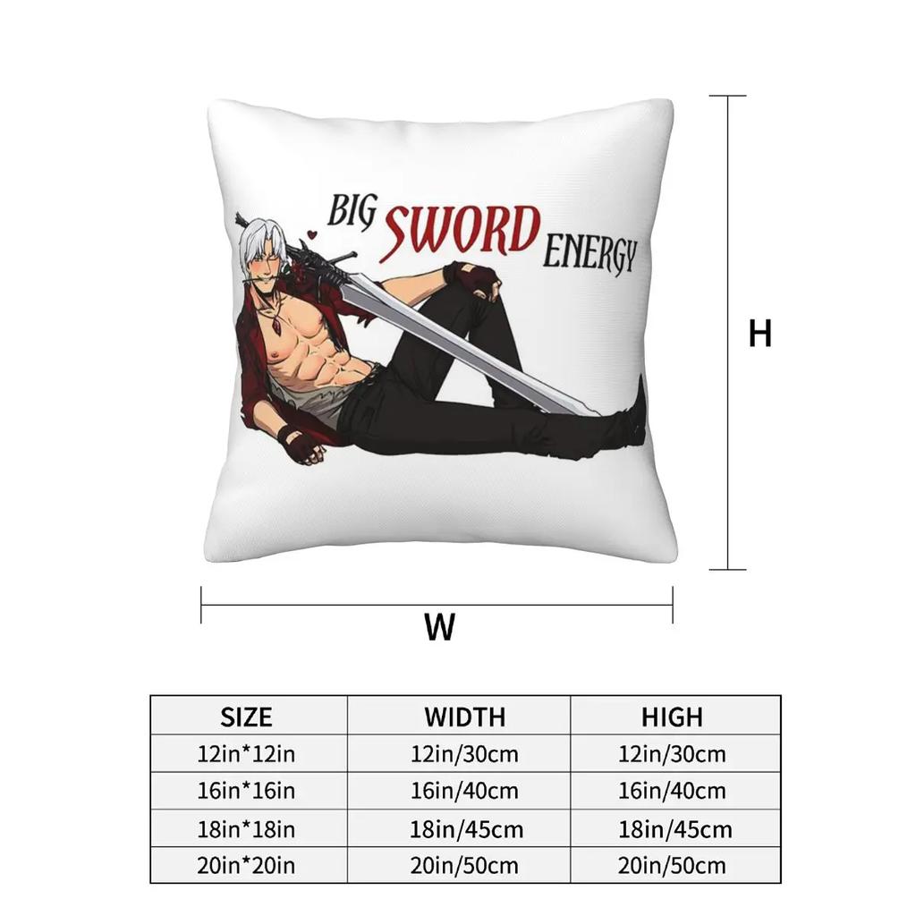 Devil May Cry Big Sword Energy 2 Pcs Square Pillowcase Pillow Cover Cushion Zip Decorative Comfort Throw Pillow For Home Sofa