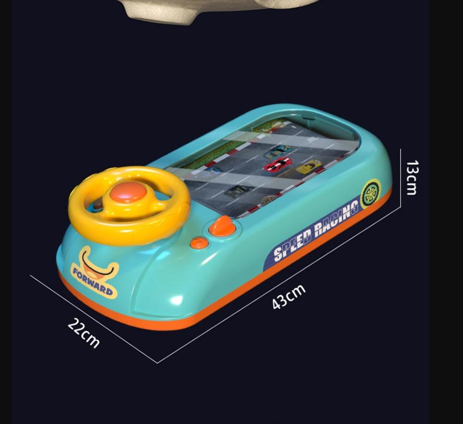 Children's steering wheel simulation driving toy puzzle electric desktop game machine dodge racing car adventure game