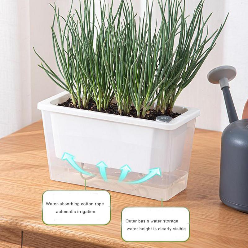 Balcony Vegetable Pot Narrow Rectangular Succulents Trough Planting Flower Pot Home Window Lazy Self-watering Flower Pot
