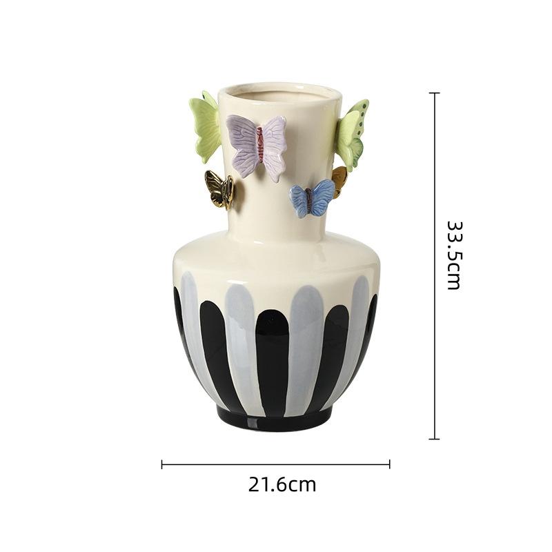 Creative Three-dimensional Butterfly Ceramic Vase Handmade Ceramic Jar Hand-drawn Flower Vase Flowerpot Home Decoration