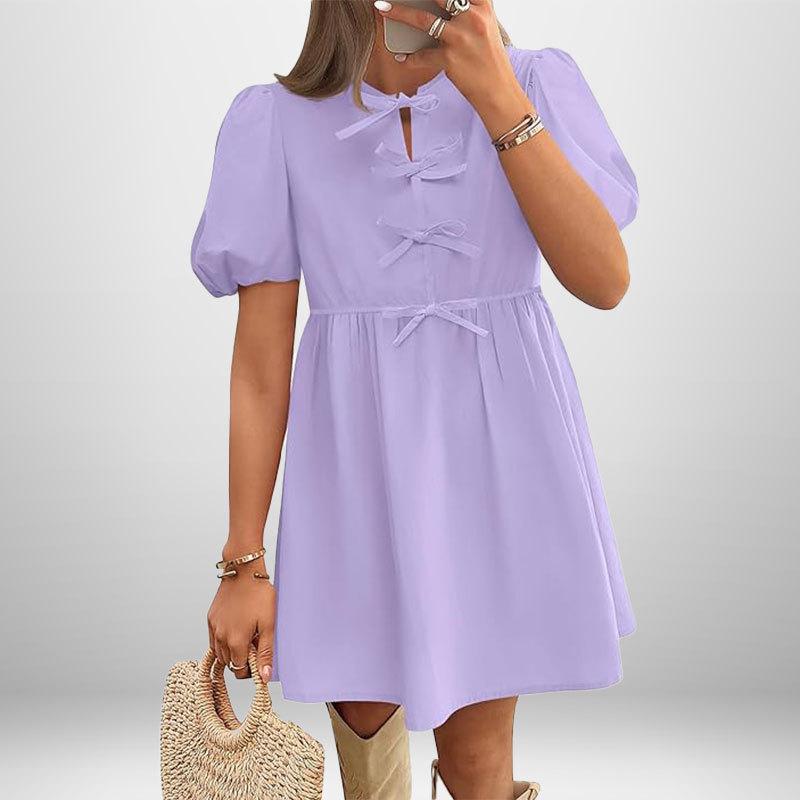 

Весна Новая Женская Одежда Темперамент Элегантные Бретели-Банты Однотонное Платье Женщины 3XL светло-фиолетовый