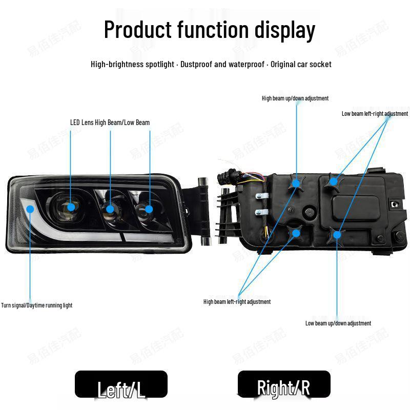 LED Headlight Assembly with Modified Lens for Shacman Dump Truck G5/C7H/G7H