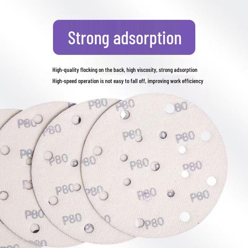 Purple 17-Hole Self-Adhesive Velvet Sandpaper for Auto Polishing, 6-Inch