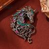 Vintage Horse Brooch Retro Rhinestone Pin Women Men Zinc Alloy