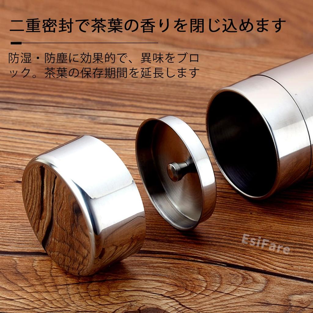 Stainless Steel Tea Caddy with Double Lid, 400ml, Tea Container with Teaspoon, Airtight, Light-Blocking, Keeps Tea Fresh, Stylish Tea Storage for