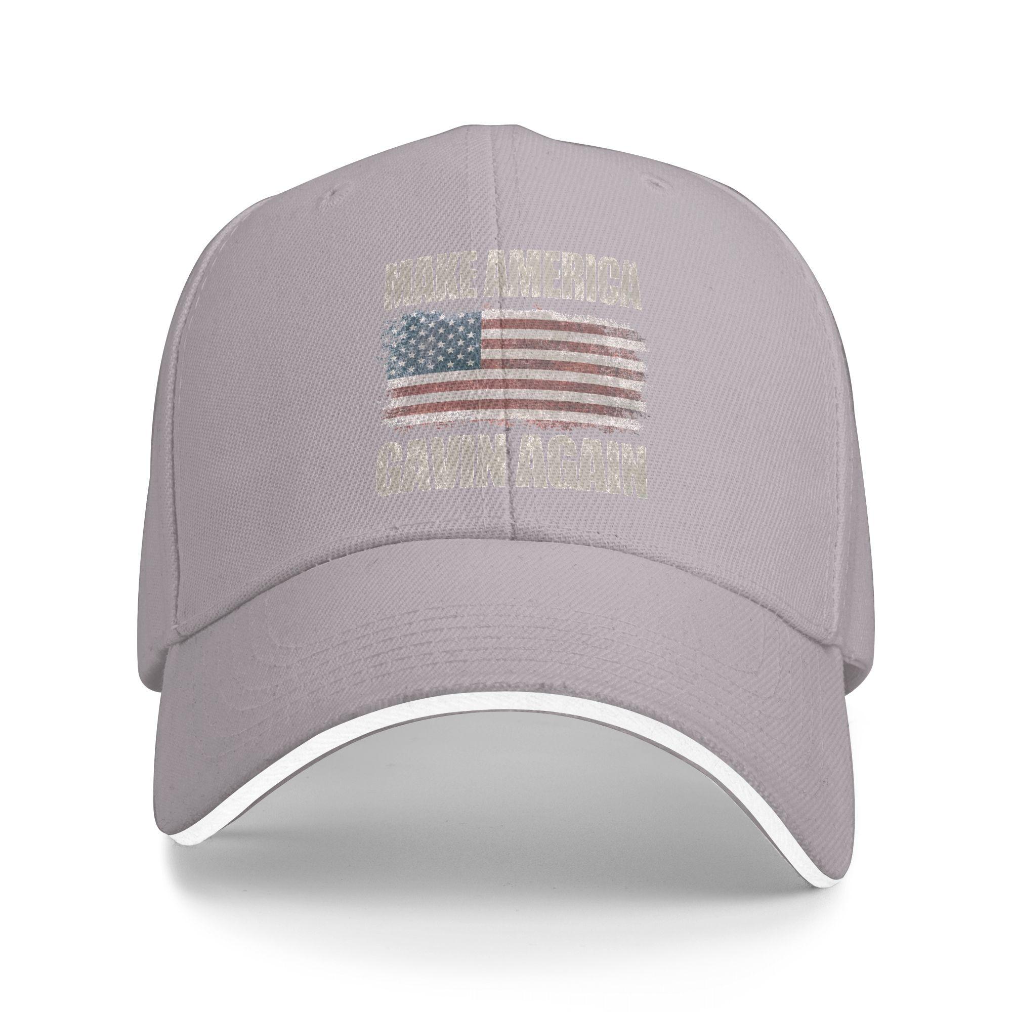 

Vintage Make America Gavin Again Baseball Caps Casual Sandwich Hats Unisex Style Polyester Sun Cap Workouts One Size серый