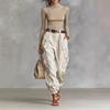 Pantaloni Cargo Streetwear Vintage Moda Donna Tasca Singola Oversize Casual Nuovi Pantaloni Bottone Vita Alta Baggy Pantaloni Abbigliamento