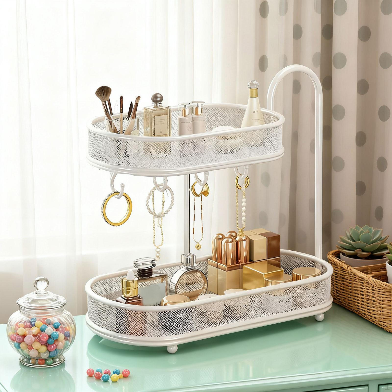 

Countertop Organizer, 2-Tier Freestanding Metal Storage Shelf for Kitchen Or Bedroom білий