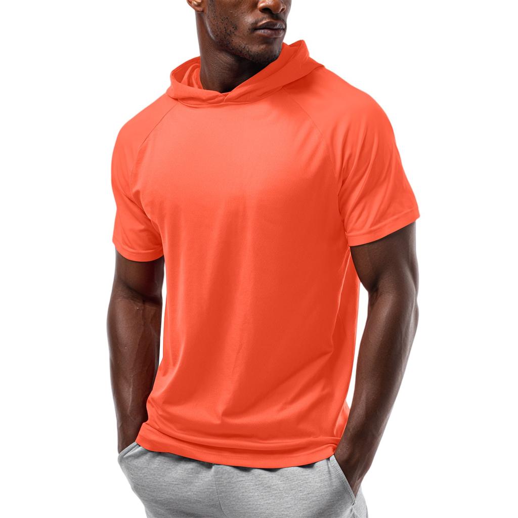 Men's Straight Shoulder Short-sleeved Hoodie T-shirt Sweatshirt