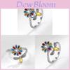 Copper Floral Ring With Zircon Stones For Women Spring Fashion Accessory