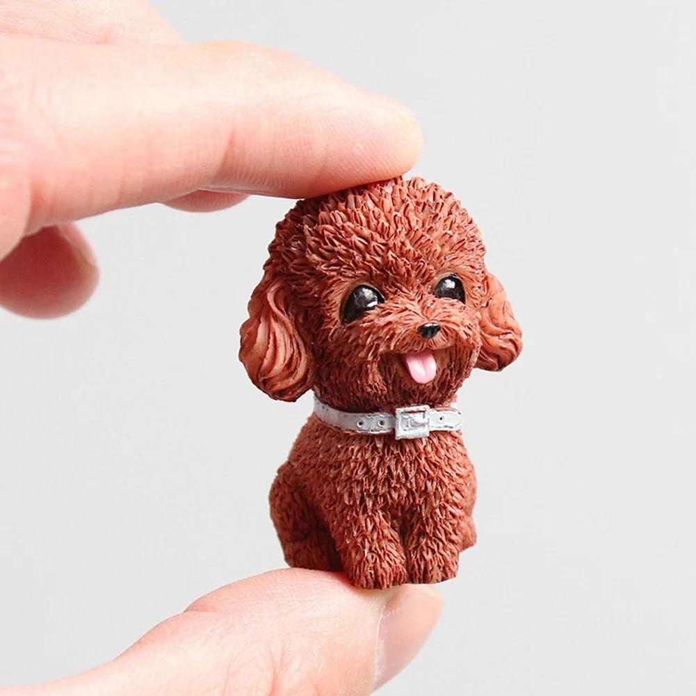 Resin Teddy Dog Figurine Animal Model Home Decor Miniature Garden Decoration Ornament Mini Dolls Children Desktop Model