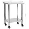VidaXL Table de travail de cuisine avec roues 60x30x85 cm Inox