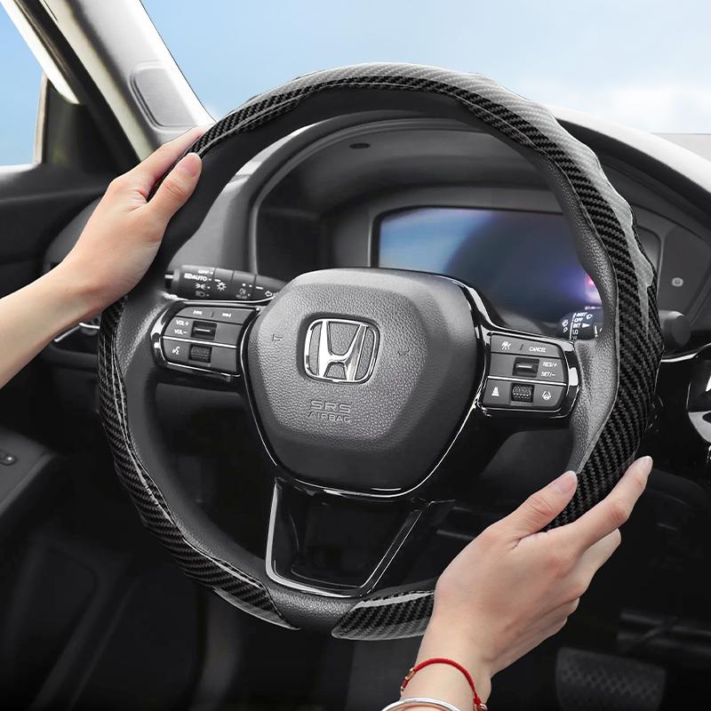 Suitable for Honda Carbon Fiber Texture Steering Wheel Cover Snap-On Wave-Shaped Sports Design Protective Shell Crv Civic Accord Hrv