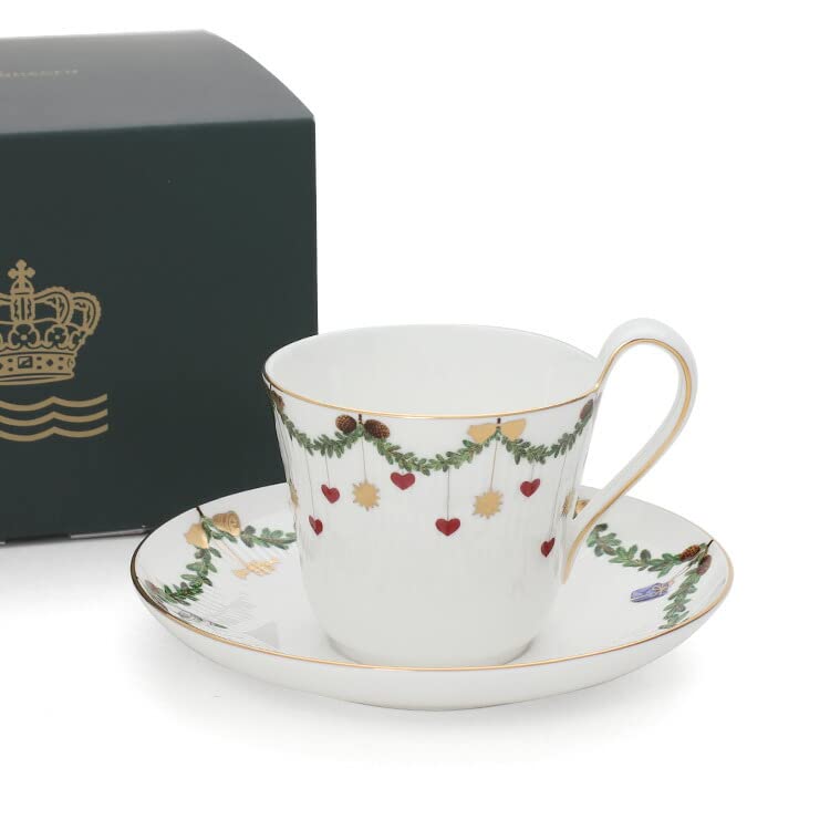 Royal Copenhagen Star Fluted Christmas High Handle Cup Saucer Star Fluted Christmas 2503091 & [Item]