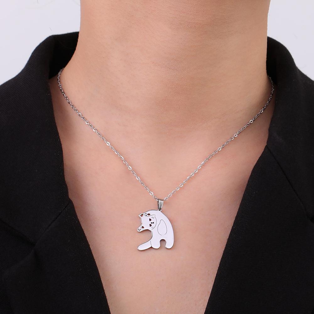 Cazador Süßes Tier Katze Kätzchen Damen Halskette Edelstahl Anhänger Kette Halskette Schmuck Geburtstagsgeschenk Trendig 2026