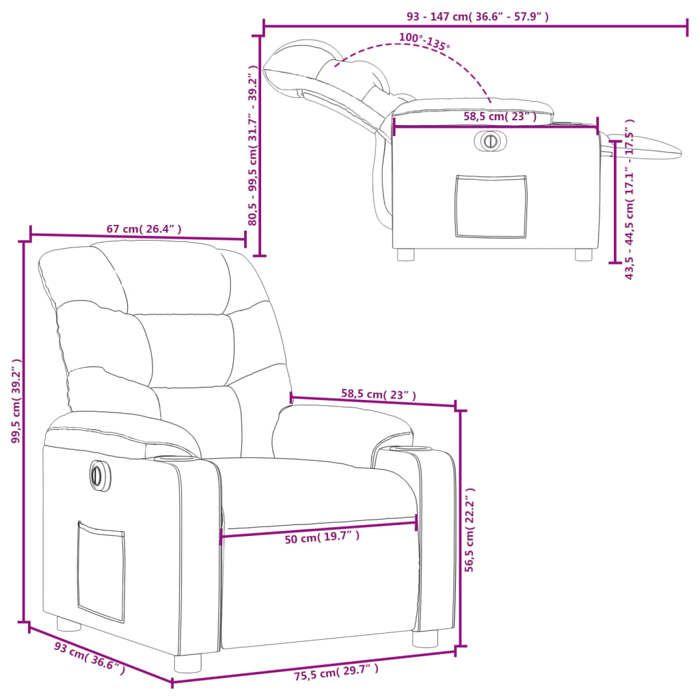 VidaXL Electric Recliner, Relaxation Chair with Backrest, Seat with Armrests, TV Armchair for Living Room 3206632