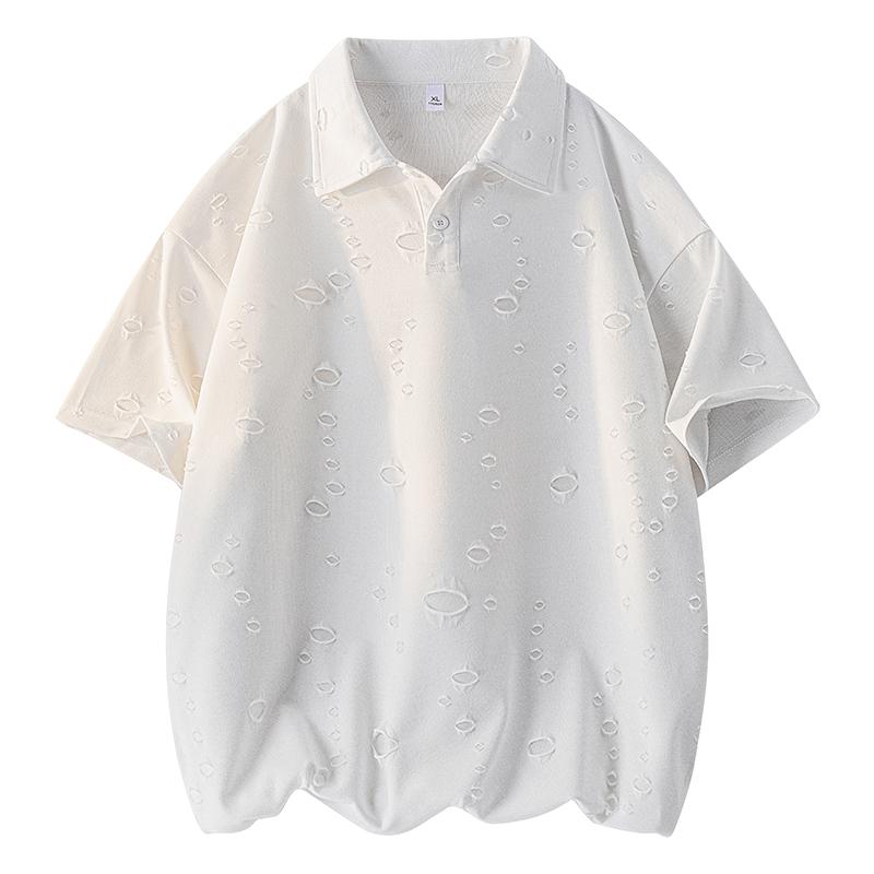 

Short Sleeve Polo Shirt Men s Summer Casual Loose Lapel T-Shirt Men s Top XL білий