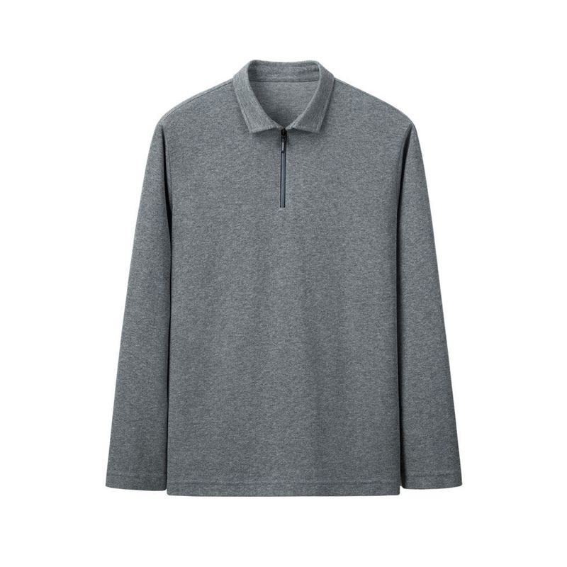 Men's Long-Sleeve Polo Shirt with a Turn-Down Collar, Loose-Fitting Zip-Up Sweatshirt, Base Layer Shirt for Men, Trendy for Autumn 2025