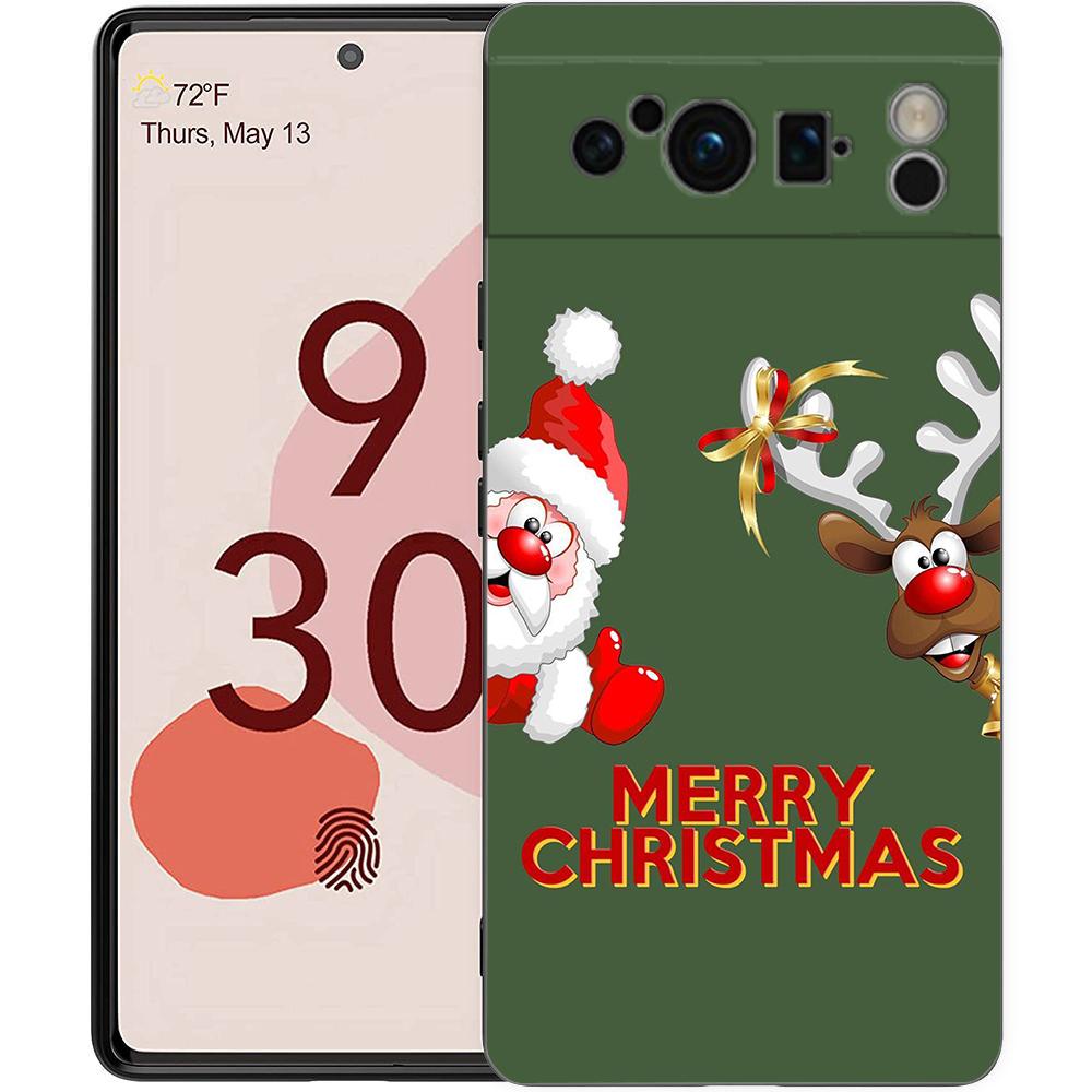 Funny Cartoon New Year Christmas Santa Phone Case For Google Pixel 9 8 7 6 Pro XL 8A 6A 7A 5G Soft TPU Black Cover Fundas